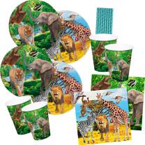 44-teiliges Party-Set -  wilde Tiere - Safari  -...