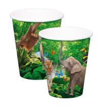 45-teiliges Party-Set - wilde Tiere - Safari  - Löwe, Zebra, Giraffe, Elefant - Teller Becher Servietten Tischdecke Trinkhalme für 8 Kinder