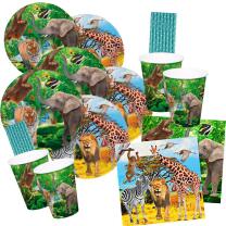 68-teiliges Party-Set - wilde Tiere - Safari  -...