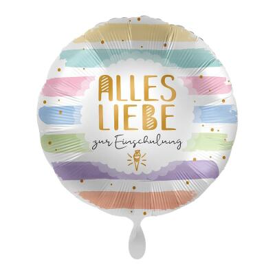 Folienballon 43 cm - Alles Liebe zur Einschulung ohne Helium-Füllung