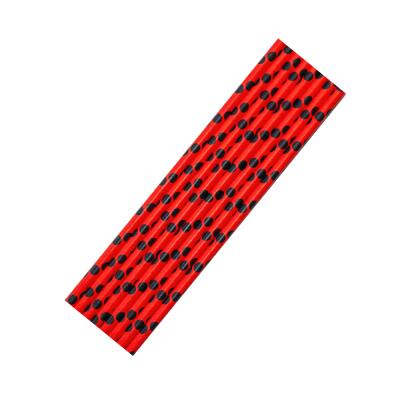 8 Papiertrinkhalme rot-schwarz gepunktet