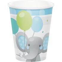 40-teiliges Party-Set Bezaubernder Elefant blau Teller Becher Servietten Trinkhalme für 8 Kinder