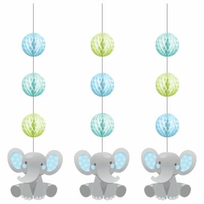 Hängedekoration Bezaubernder Elefant blau - 3-teilig