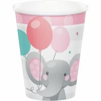 40-teiliges Party-Set Bezaubernder Elefant rosa Teller Becher Servietten Trinkhalme für 8 Kinder