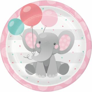 40-teiliges Party-Set Bezaubernder Elefant rosa Teller Becher Servietten Trinkhalme für 8 Kinder