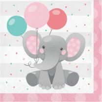 64-teiliges Party-Set Bezaubernder Elefant rosa Teller Becher Servietten Trinkhalme für 16 Kinder