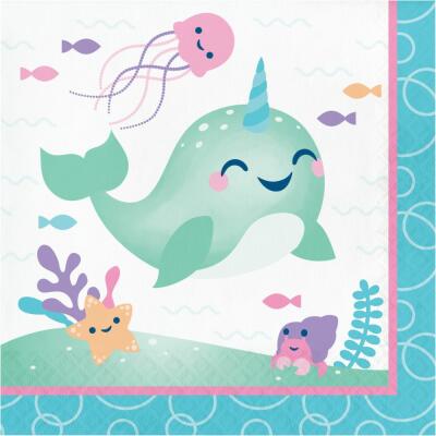 Narwal - Einhorn der Meere - Servietten - 16 Stück 33 x 33 cm