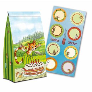 Pettersson und Findus Papiertüten mit Stickern, 8 Stück