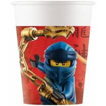 53-teiliges Party-Set Lego Ninjago - Teller Becher Servietten Girlande Partytüten Papiertrinkhalme für 8 Kinder