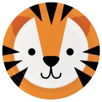 Pappteller Tiergesichter - Tiger, 8 Stück 22,2 cm