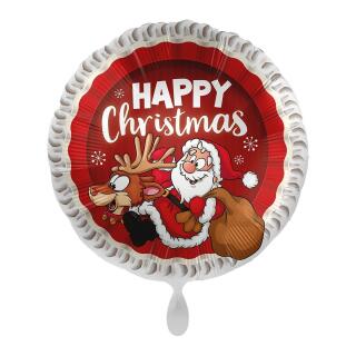 Folienballon 45 cm - Happy Christmas - Weihnachtsmann