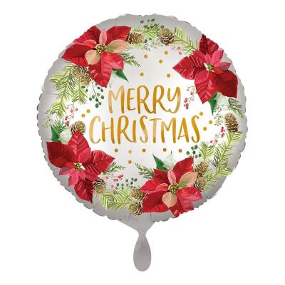 Folienballon 45 cm - Merry Christmas Weihnachtsstern Poinsettia