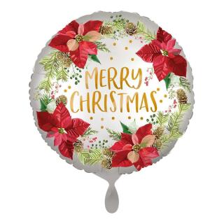 Folienballon 45 cm - Merry Christmas Weihnachtsstern Poinsettia