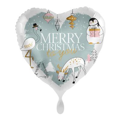 Folienballon Herz 43 cm - Merry Christmas to you