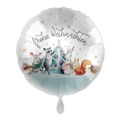 Folienballon 43 cm - Frohe Weihnachten - Tiere ohne Helium-Füllung