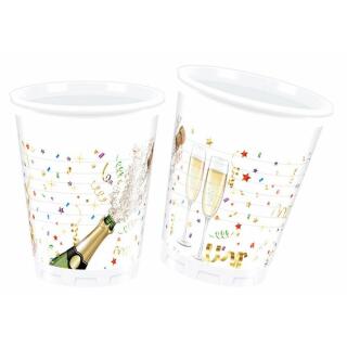 Silvester Party - Becher Kunststoff, 8 Stück, 0,2 l