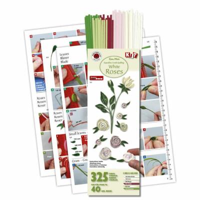 325 Quilling Papierstreifen Weiße Rosen-Set 3 mm