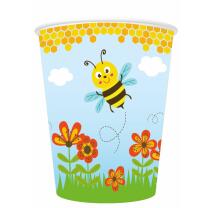 44-teiliges Party-Set Freche Bienen - Teller Becher Servietten Trinkhalme für 8 Kinder