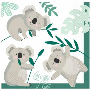 40-teiliges Party Set Koala - Teller Becher Servietten Papiertrinkhalme  für 8 Kinder