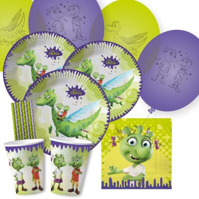 52-teiliges Party-Set - Die Olchis - Teller Becher Servietten Luftballons Papiertrinkhalme  für  8 Kinder