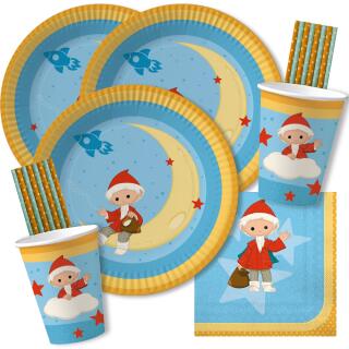 68-teiliges Party-Set - Unser Sandmännchen - Teller Becher Servietten Trinkhalme für 16 Kinder