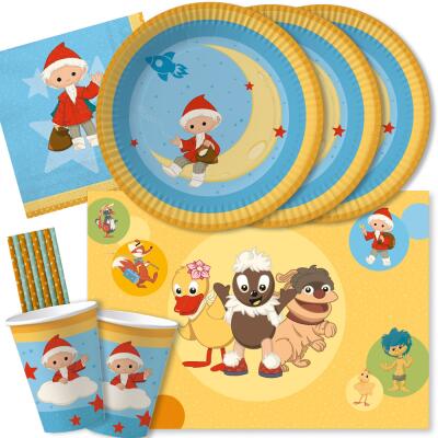 52-teiliges Party-Set - Unser Sandmännchen - Teller Becher Servietten Platzsets Trinkhalme für 8 Kinder
