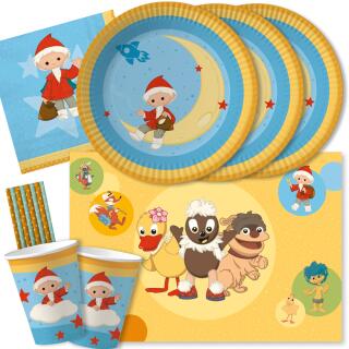 52-teiliges Party-Set - Unser Sandmännchen - Teller Becher Servietten Platzsets Trinkhalme für 8 Kinder