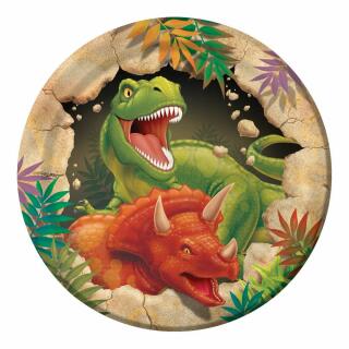 40-teiliges Party-Set Dinosaurier - Dino - Alarm - Teller klein Becher Servietten Trinkhalme für 8 Kinder