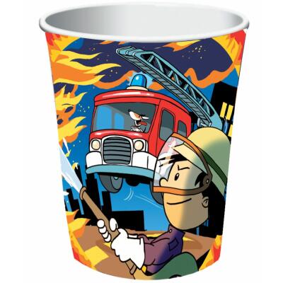 Feuerwehr - 8 Pappbecher Feuerwehrmann Flo