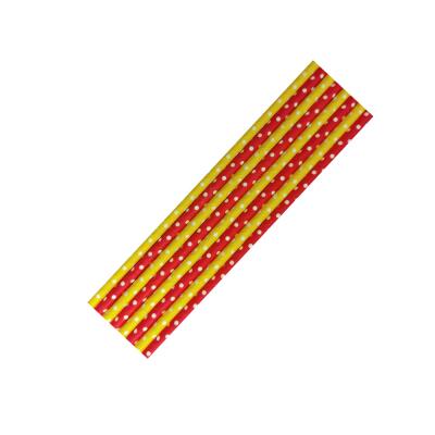 8 Papiertrinkhalme rot-weiß und gelb-weiß  gepunktet