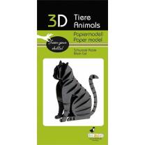 3D schwarze Katze Papiermodell