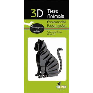3D schwarze Katze Papiermodell