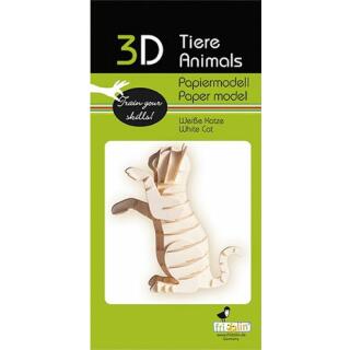 3D weiße Katze Papiermodell