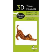 3D rotbraune Katze Papiermodell