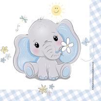 Baby Elefant - Servietten, 20 Stück  - Babyparty