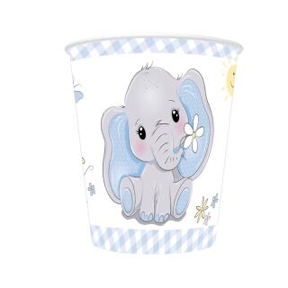 44-teiliges Party-Set Baby Elefant blau - Teller Becher Servietten Trinkhalme für 8 Personen