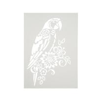 Schablone / Stencil DIN A4 - Papagei und Blumen