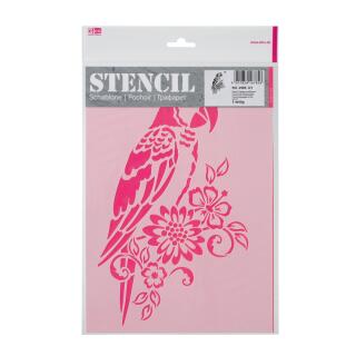 Schablone / Stencil DIN A4 - Papagei und Blumen