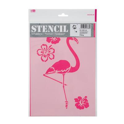 Schablone / Stencil DIN A4 - Flamingo und Blumen