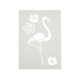 Schablone / Stencil DIN A4 - Flamingo und Blumen