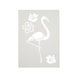 Schablone / Stencil DIN A4 - Flamingo und Blumen