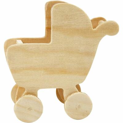 Kinderwagen - Holz natur 10 x 6  x 10 cm