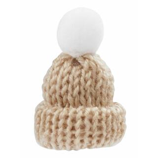 Miniatur-Strickmütze - beige ca. 4,5 cm - 2 Stück