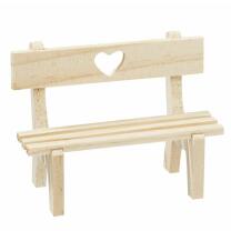 Holzbank mit Herz - natur  10 x 4,5 x 7,5 cm