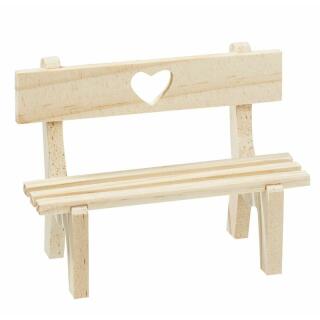 Holzbank mit Herz - natur  10 x 4,5 x 7,5 cm