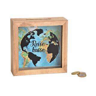 Spardose aus Holz - Reisekasse