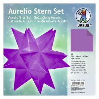 Aurelio Stern Set Faltblätter Transparentpapier aubergine 20 x 20 cm (64)
