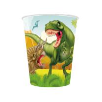 46-teiliges Party-Set Dinosaurier - riesiger Dino - Teller Becher Servietten Girlande Hängedeko Trinkhalme für 8 Kinder