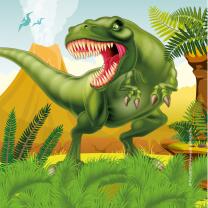46-teiliges Party-Set Dinosaurier - riesiger Dino - Teller Becher Servietten Girlande Hängedeko Trinkhalme für 8 Kinder