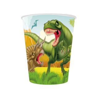 46-teiliges Party-Set Dinosaurier - riesiger Dino - Teller Becher Servietten Girlande Hängedeko Trinkhalme für 8 Kinder